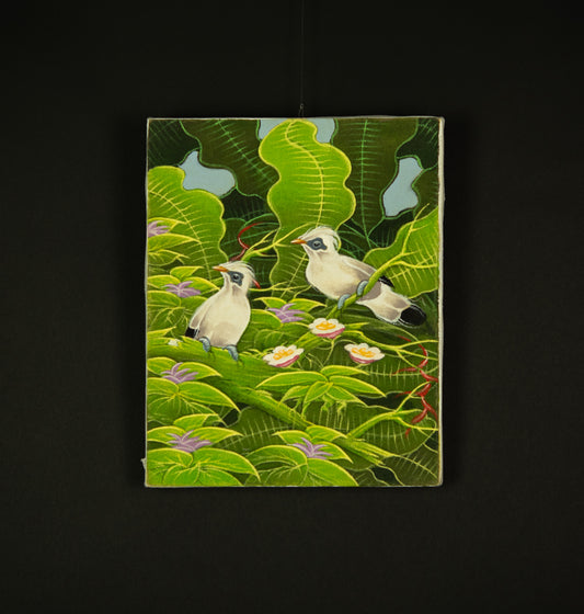 Hand-Painted Traditional Balinese Bird, Oil on Canvas, 20cm x 25cm