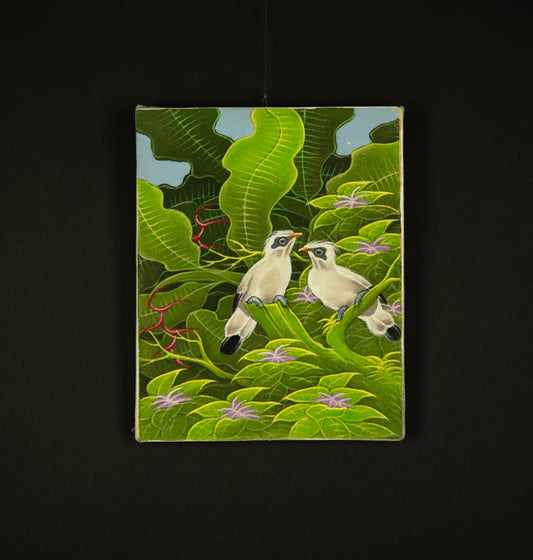 Hand-Painted Traditional Balinese Bird, Oil on Canvas, 20cm x 25cm