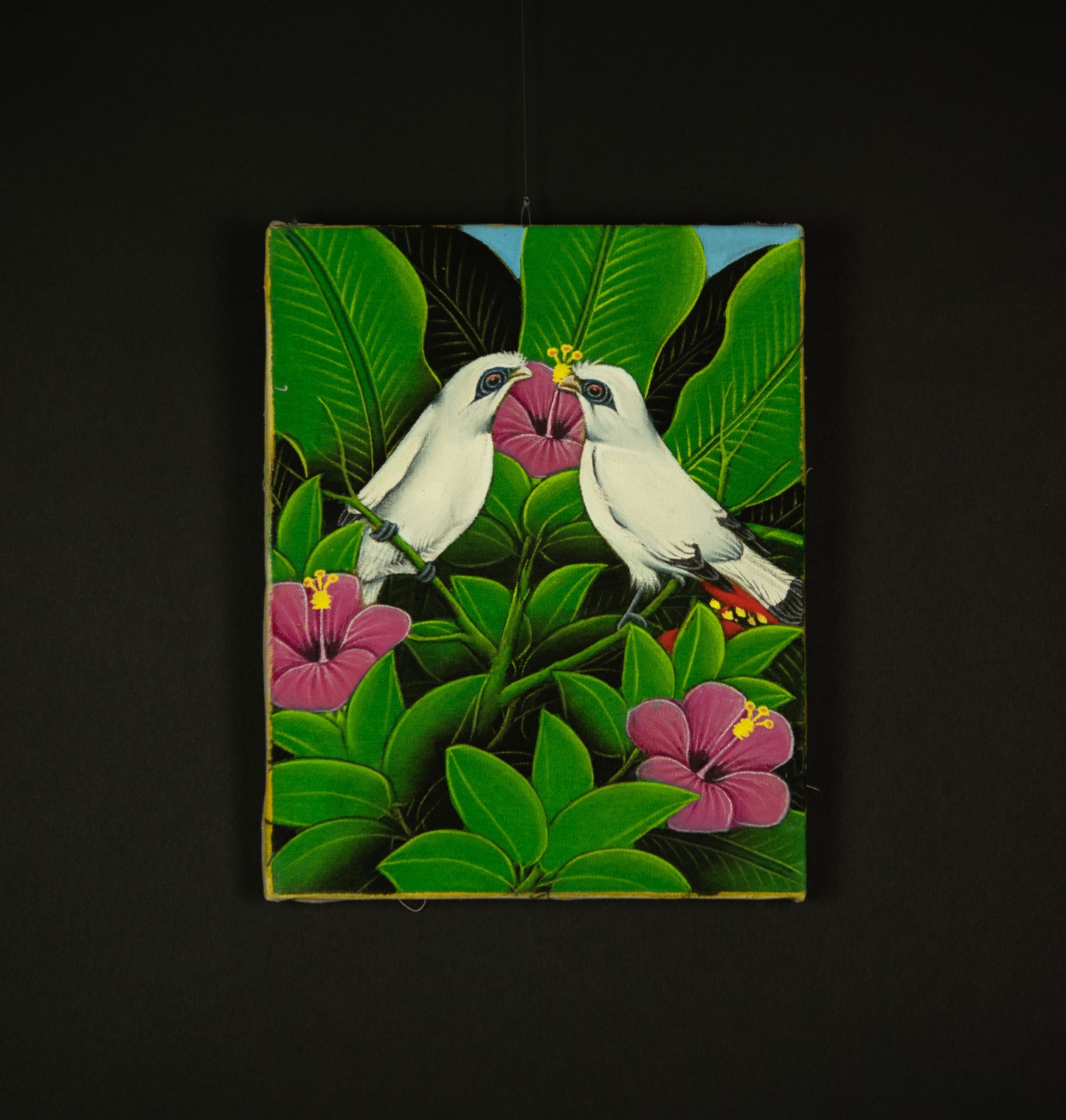 Hand-Painted Traditional Balinese Bird, Oil on Canvas, 20cm x 25cm