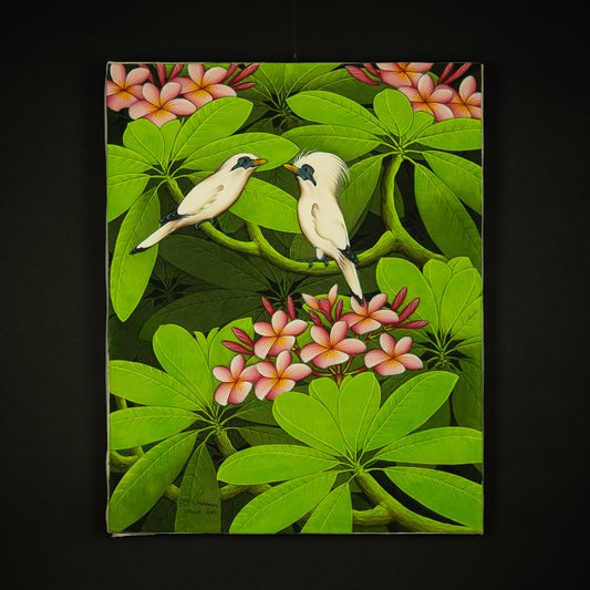 Hand-Painted Traditional Balinese Bird, Oil on Canvas, 50cm x 40cm