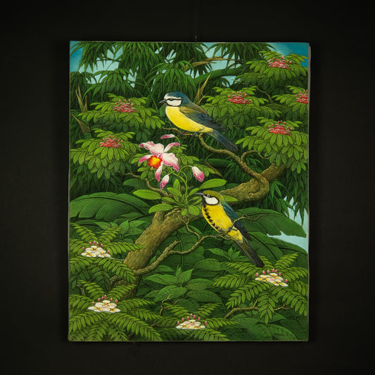 Hand-Painted Traditional Balinese Bird, Oil on Canvas, 50cm x 40cm
