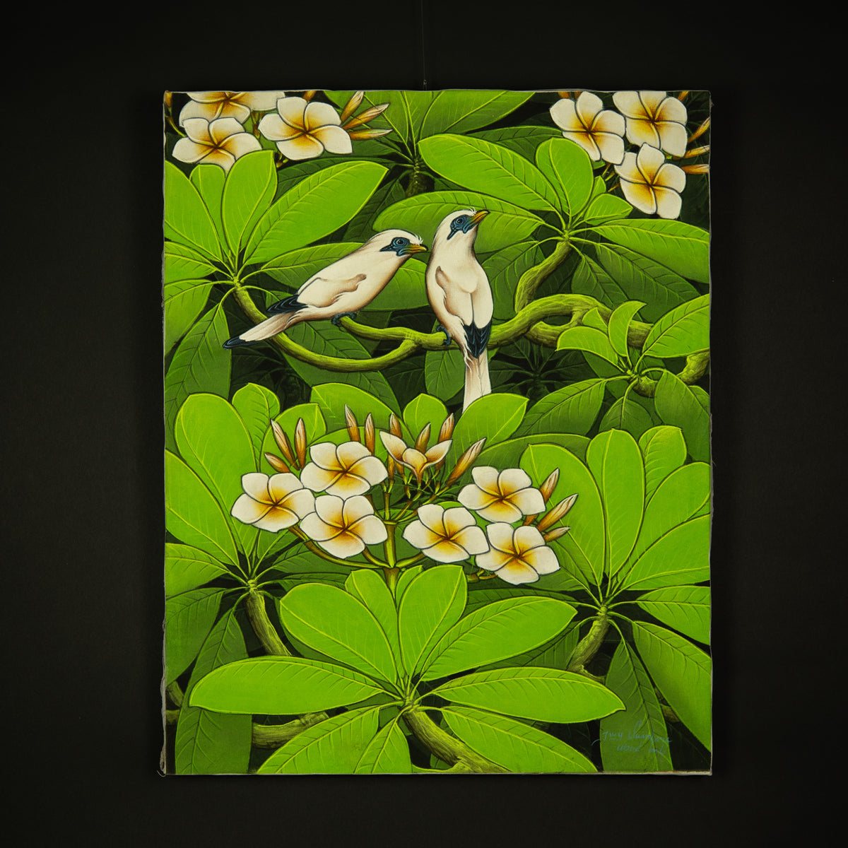 Hand-Painted Traditional Balinese Bird, Oil on Canvas, 50cm x 40cm