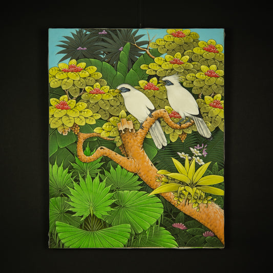 Hand-Painted Traditional Balinese Bird, Oil on Canvas, 50cm x 40cm