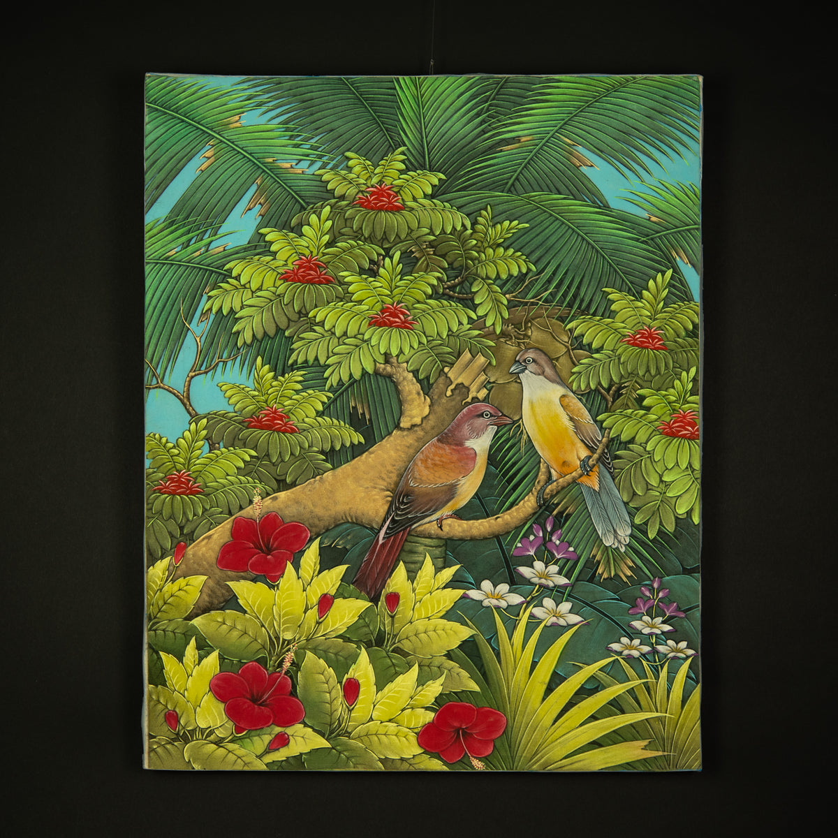 Hand-Painted Traditional Balinese Bird, Oil on Canvas, 50cm x 40cm