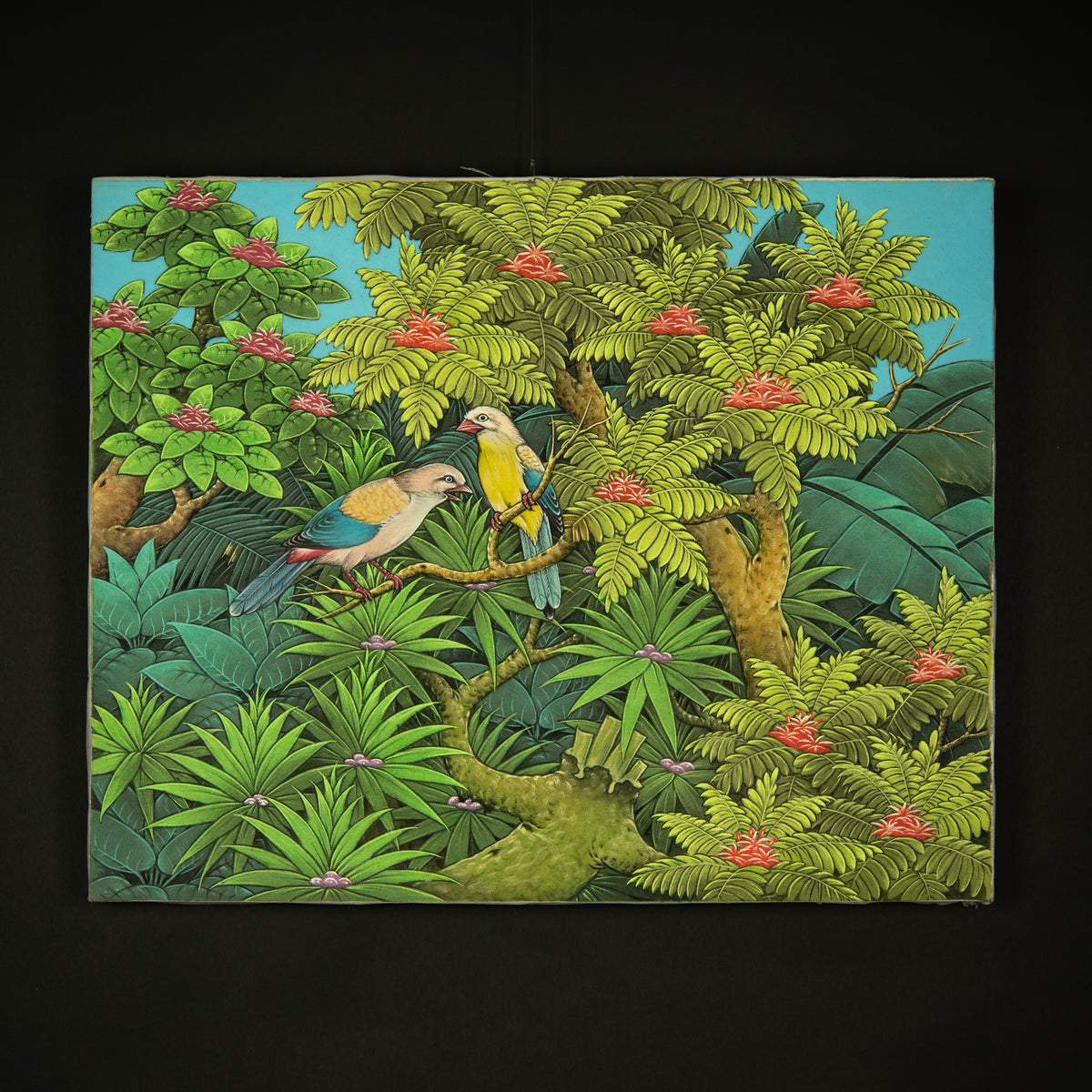 Hand-Painted Traditional Balinese Bird, Oil on Canvas, 40cm x 50cm
