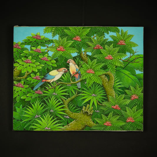 Hand-Painted Traditional Balinese Bird, Oil on Canvas, 40cm x 50cm