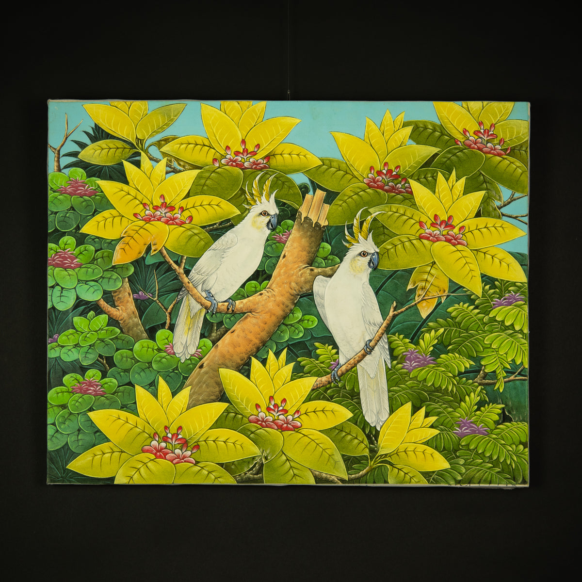 Hand-Painted Traditional Balinese Bird, Oil on Canvas, 40cm x 50cm
