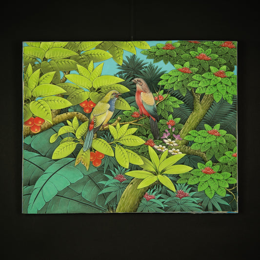 Hand-Painted Traditional Balinese Bird, Oil on Canvas, 40cm x 50cm