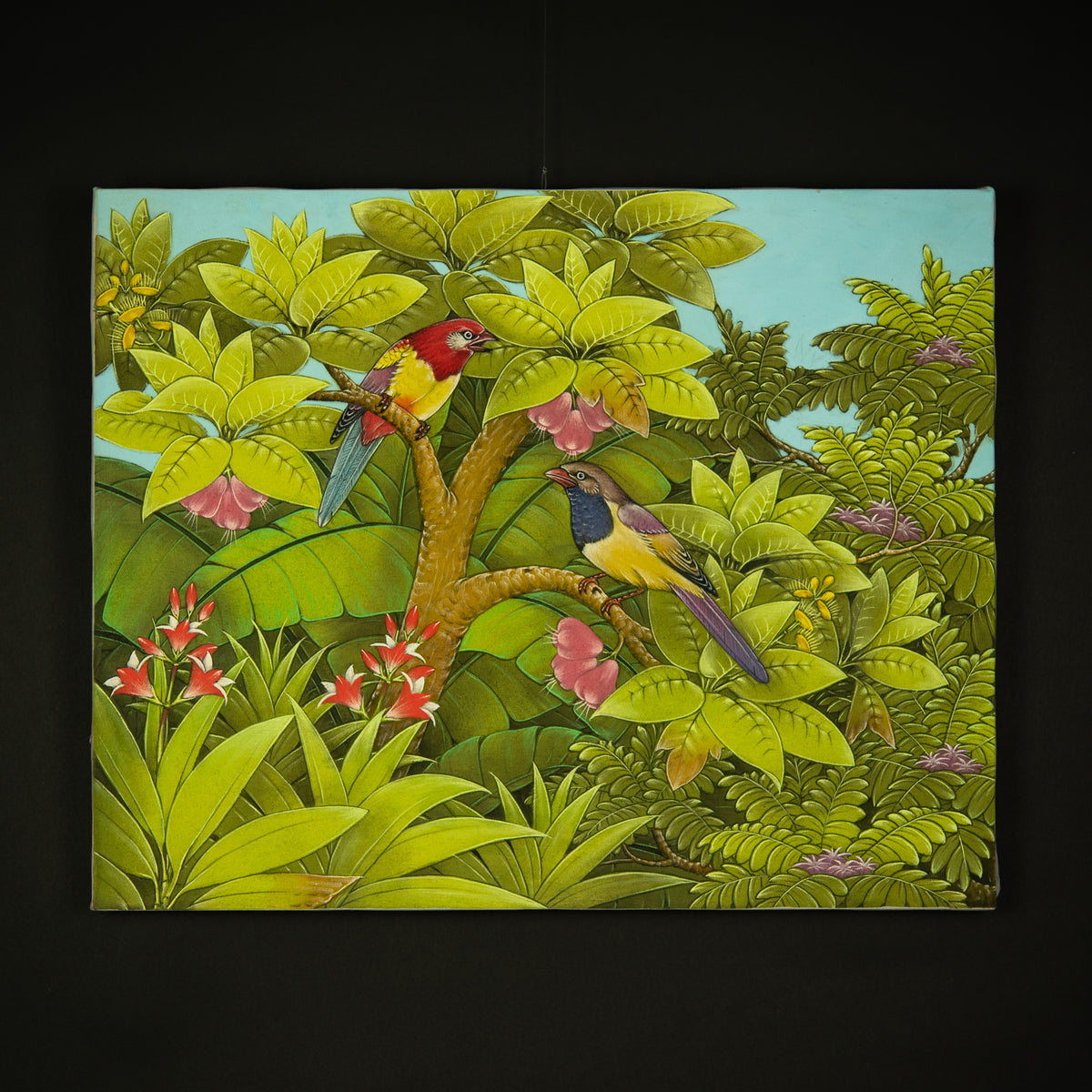 Hand-Painted Traditional Balinese Bird, Oil on Canvas, 40cm x 50cm