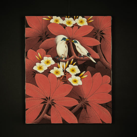 Hand-Painted Traditional Balinese Bird, Oil on Canvas, 50cm x 40cm