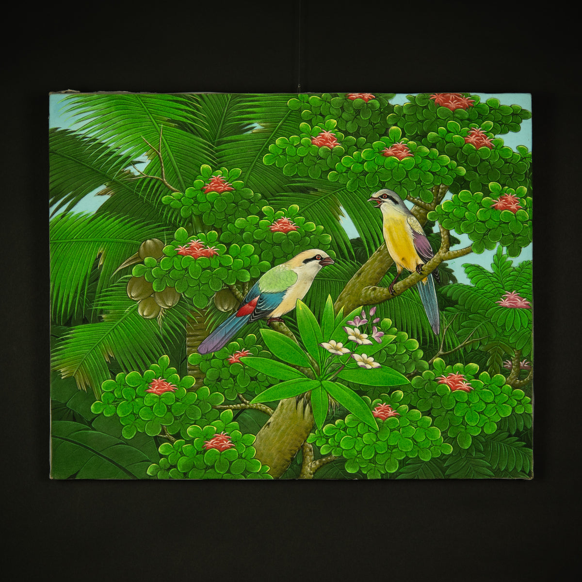 Hand-Painted Traditional Balinese Bird, Oil on Canvas, 40cm x 50cm