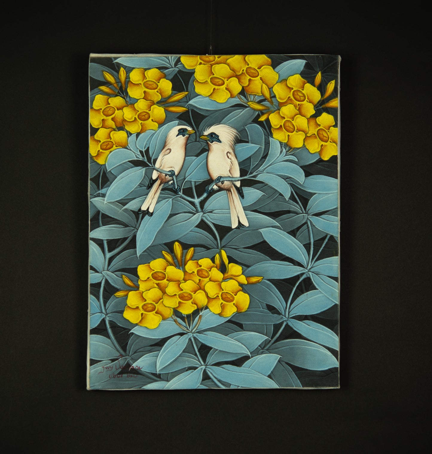 Hand-Painted Traditional Balinese Bird, Oil on Canvas, 30cm x 40cm