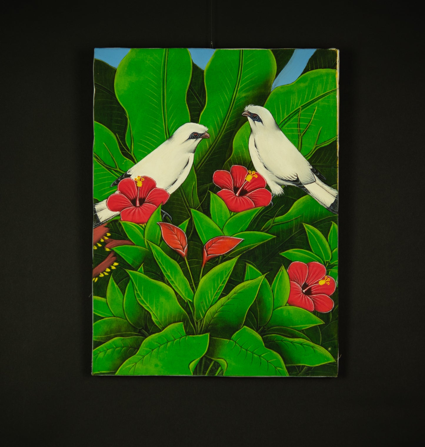 Hand-Painted Traditional Balinese Bird, Oil on Canvas, 30cm x 40cm