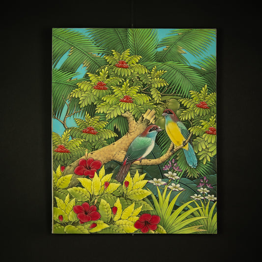 Hand-Painted Traditional Balinese Bird, Oil on Canvas, 50cm x 40cm