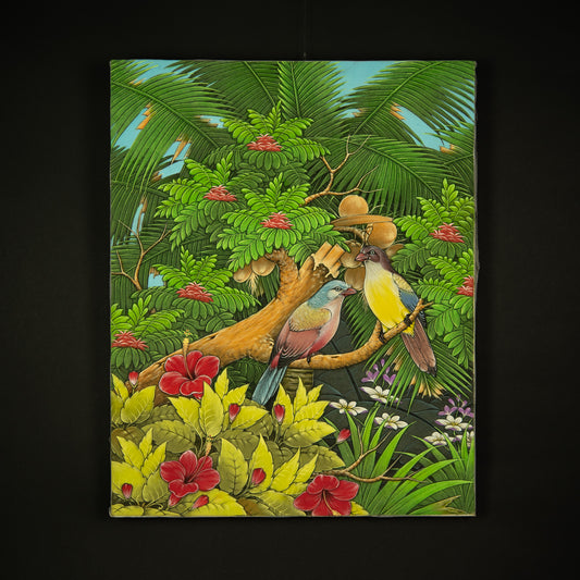Hand-Painted Traditional Balinese Bird, Oil on Canvas, 50cm x 40cm