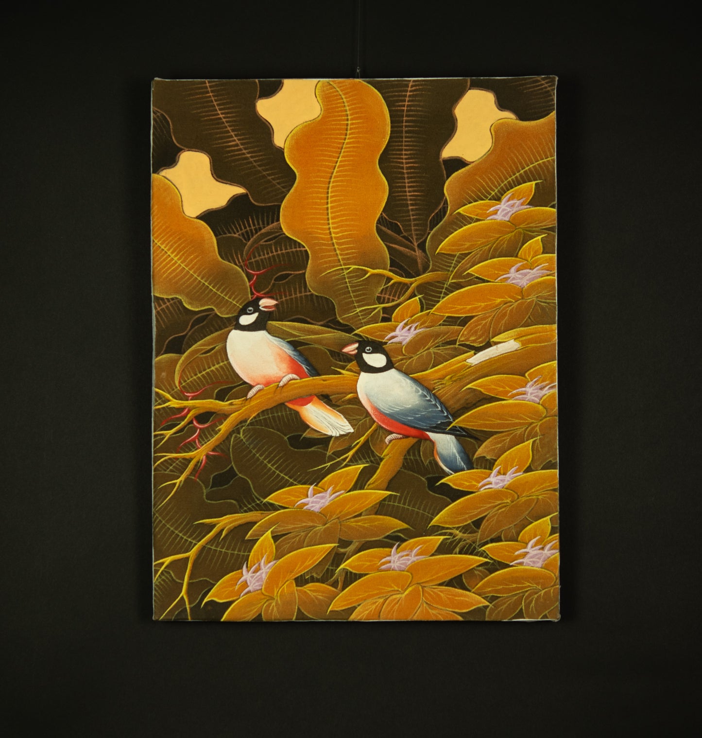 Hand-Painted Traditional Balinese Bird, Oil on Canvas, 30cm x 40cm