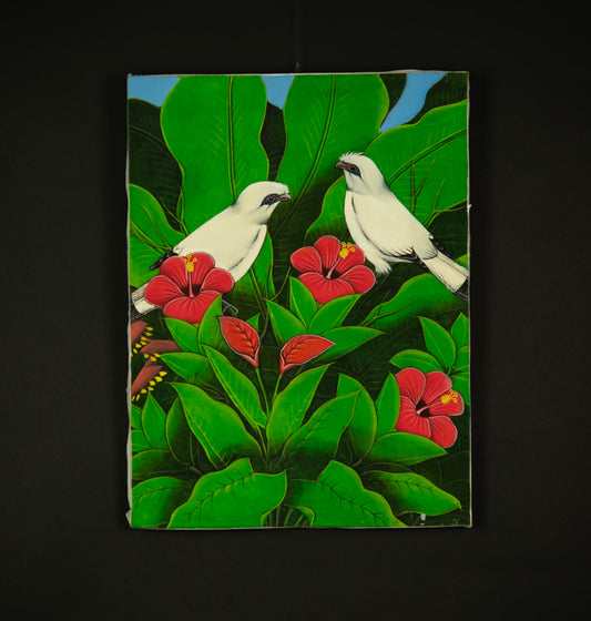 Hand-Painted Traditional Balinese Bird, Oil on Canvas, 30cm x 40cm