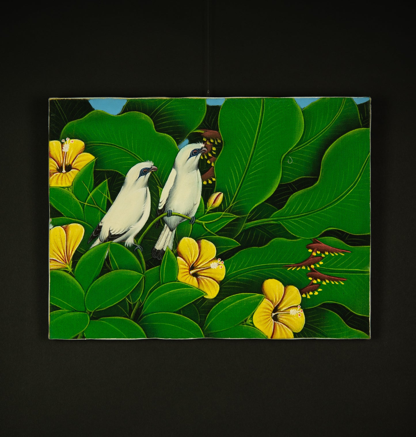 Hand-Painted Traditional Balinese Bird, Oil on Canvas, 40cm x 30cm