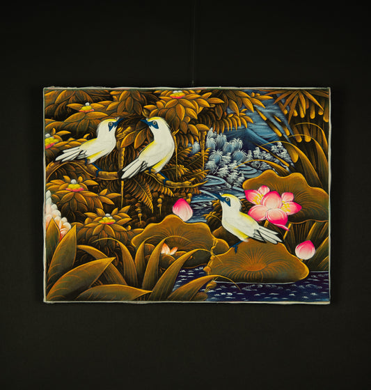 Hand-Painted Traditional Balinese Bird, Oil on Canvas, 40cm x 30cm