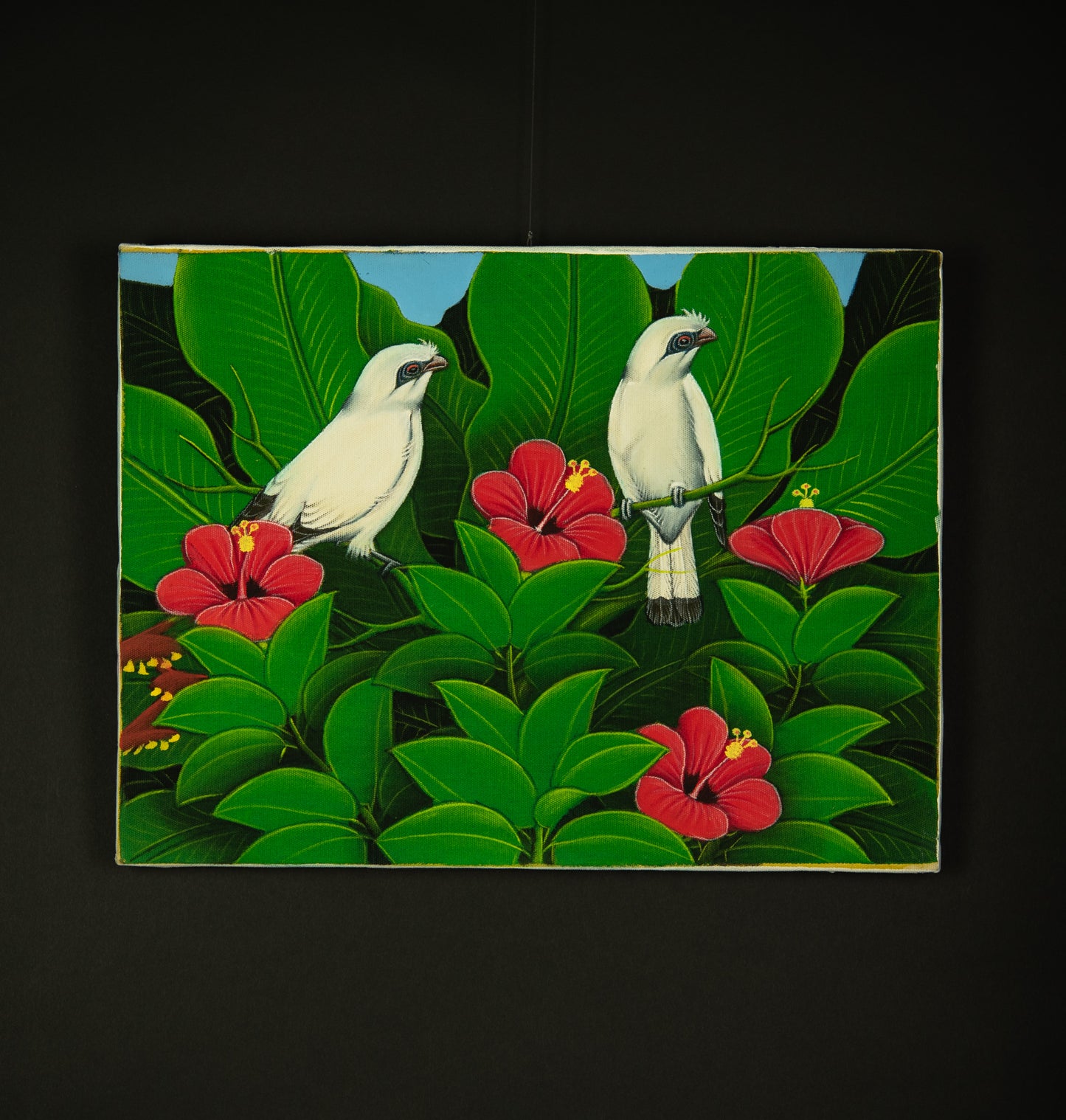 Hand-Painted Traditional Balinese Bird, Oil on Canvas, 40cm x 30cm