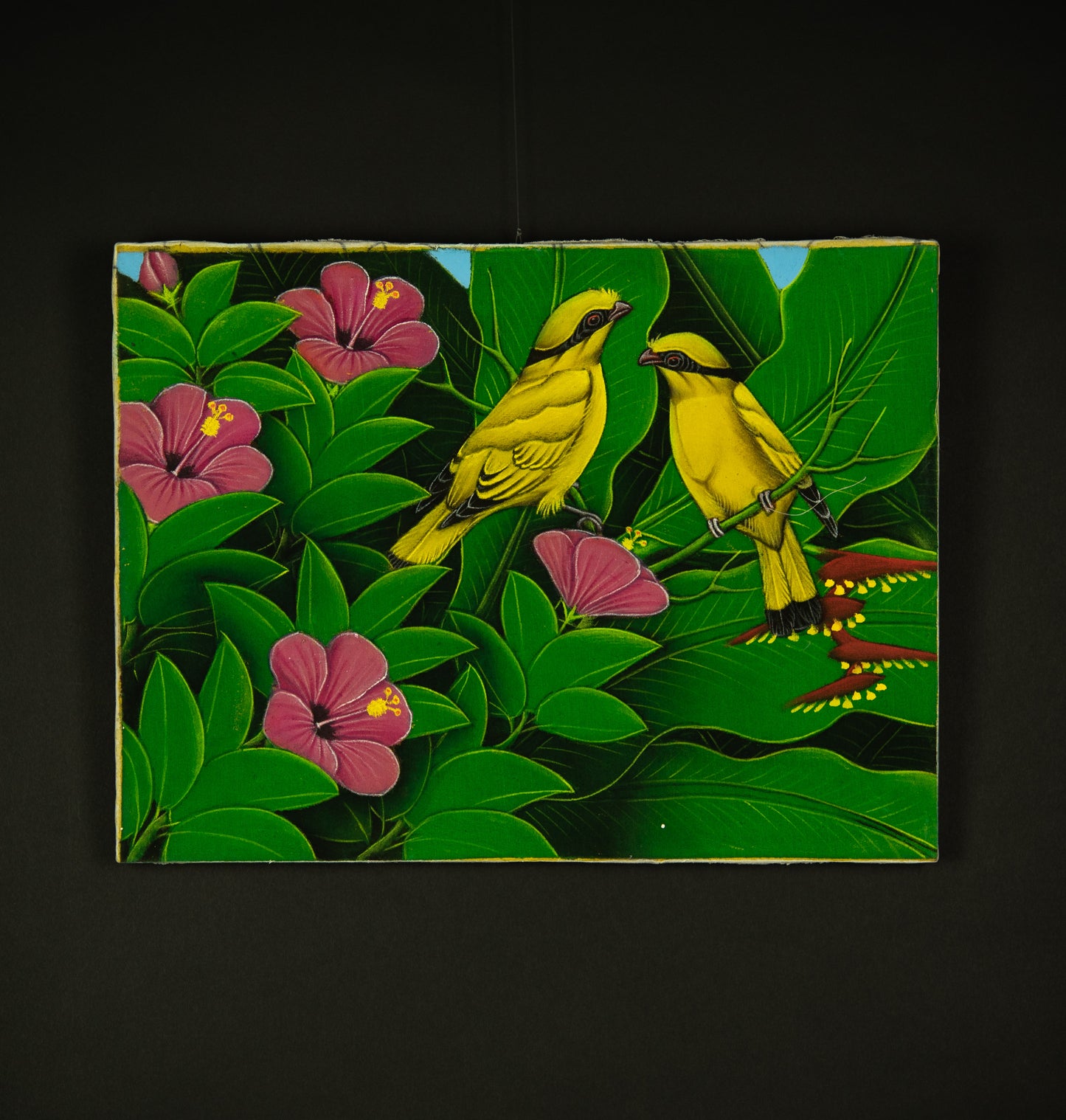 Hand-Painted Traditional Balinese Bird, Oil on Canvas, 40cm x 30cm