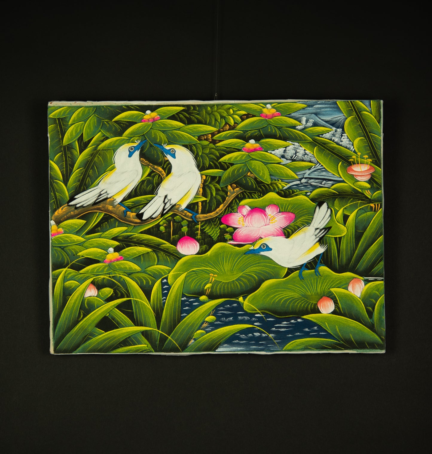 Hand-Painted Traditional Balinese Bird, Oil on Canvas, 40cm x 30cm