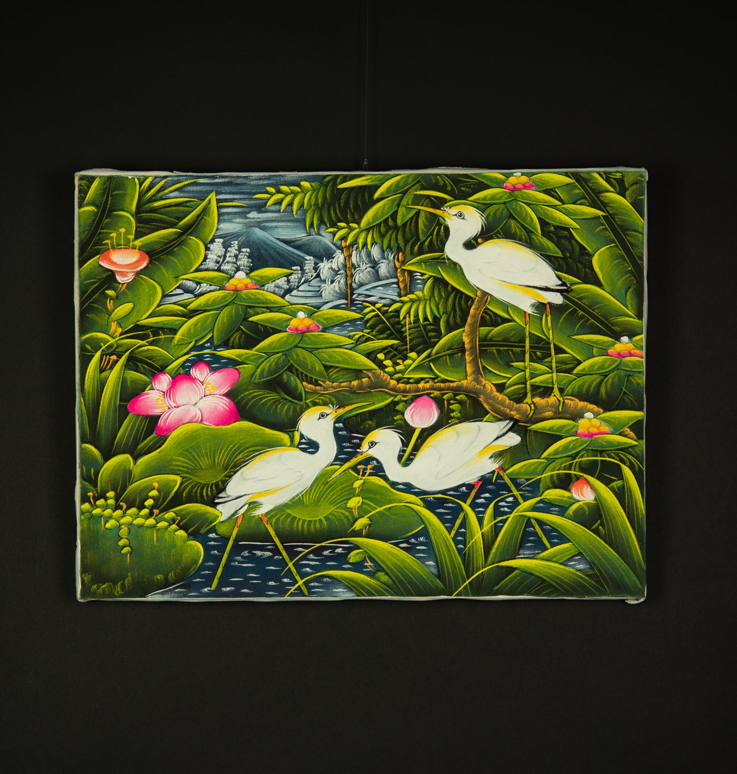 Hand-Painted Traditional Balinese Bird, Oil on Canvas, 40cm x 30cm