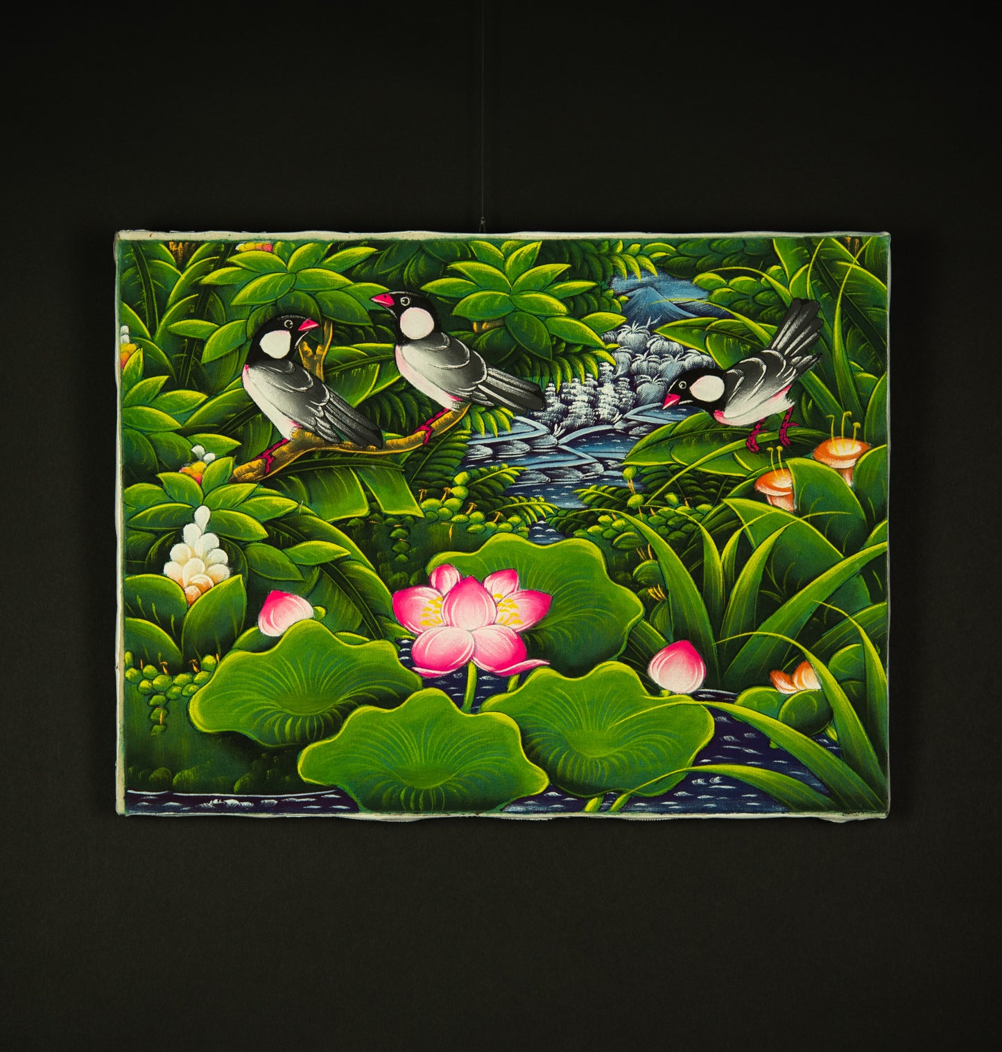 Hand-Painted Traditional Balinese Bird, Oil on Canvas, 40cm x 30cm