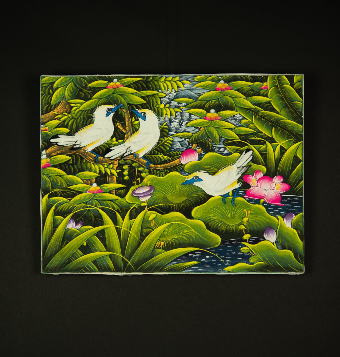 Hand-Painted Traditional Balinese Bird, Oil on Canvas, 40cm x 30cm