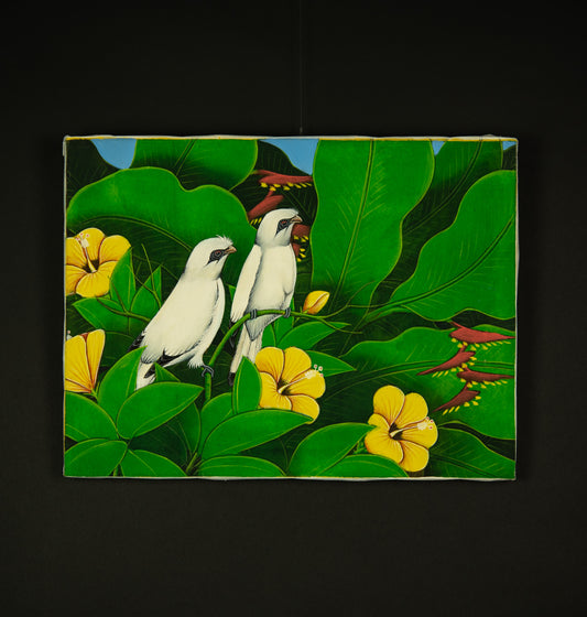 Hand-Painted Traditional Balinese Bird, Oil on Canvas, 40cm x 30cm
