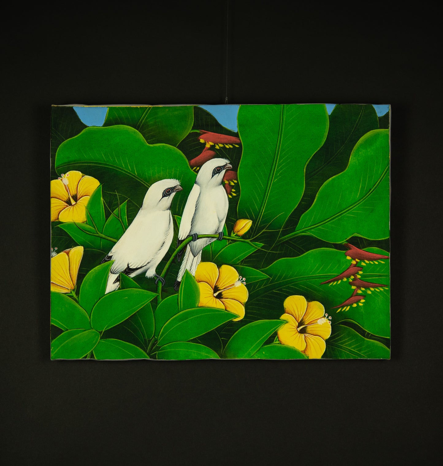 Hand-Painted Traditional Balinese Bird, Oil on Canvas, 40cm x 30cm