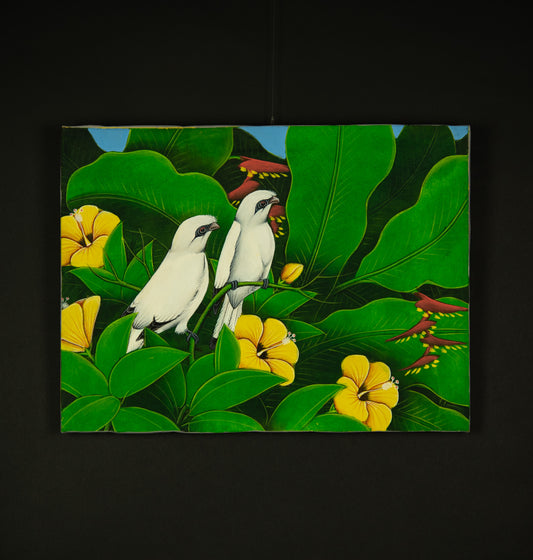 Hand-Painted Traditional Balinese Bird, Oil on Canvas, 40cm x 30cm