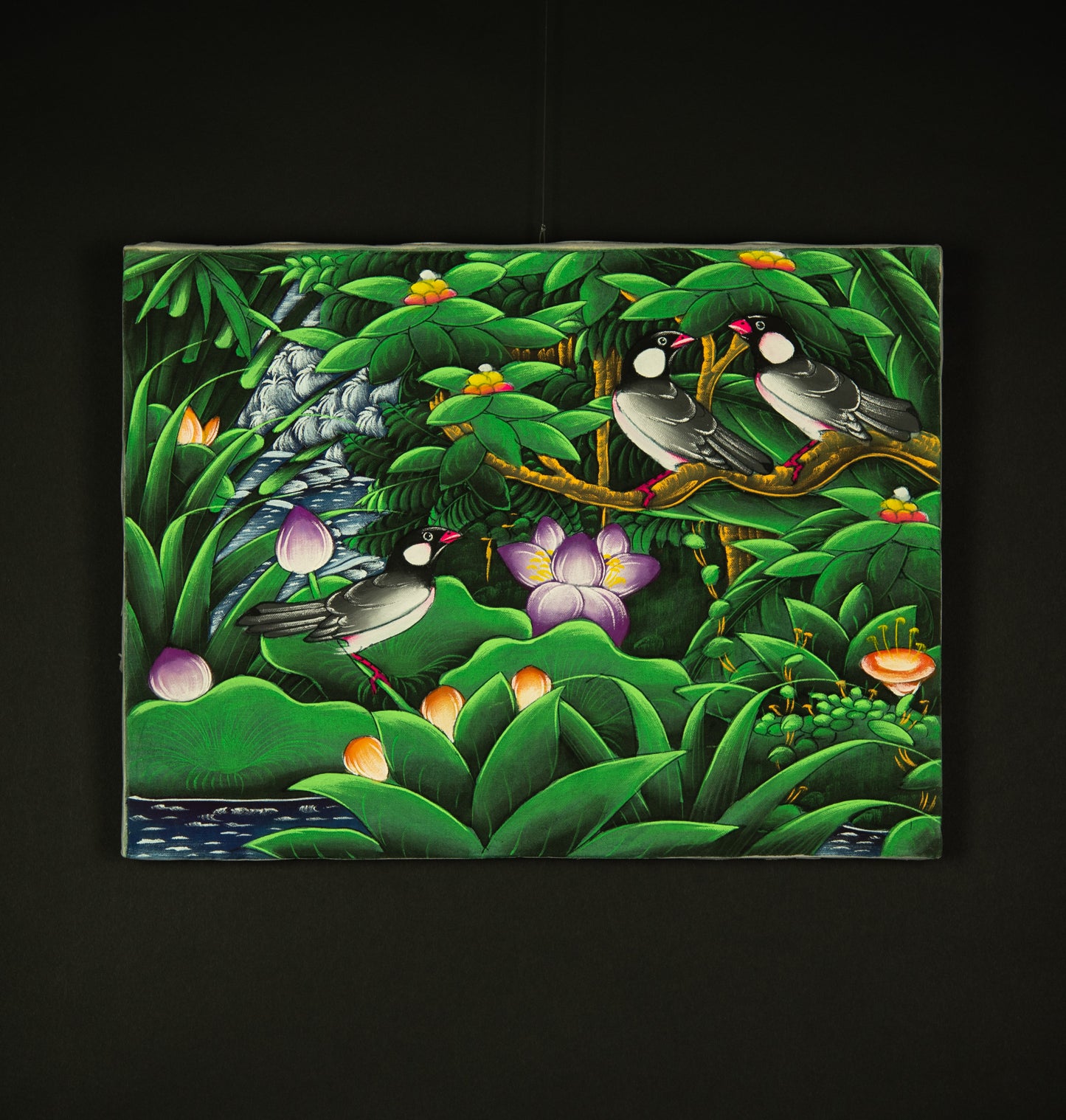 Hand-Painted Traditional Balinese Bird, Oil on Canvas, 40cm x 30cm