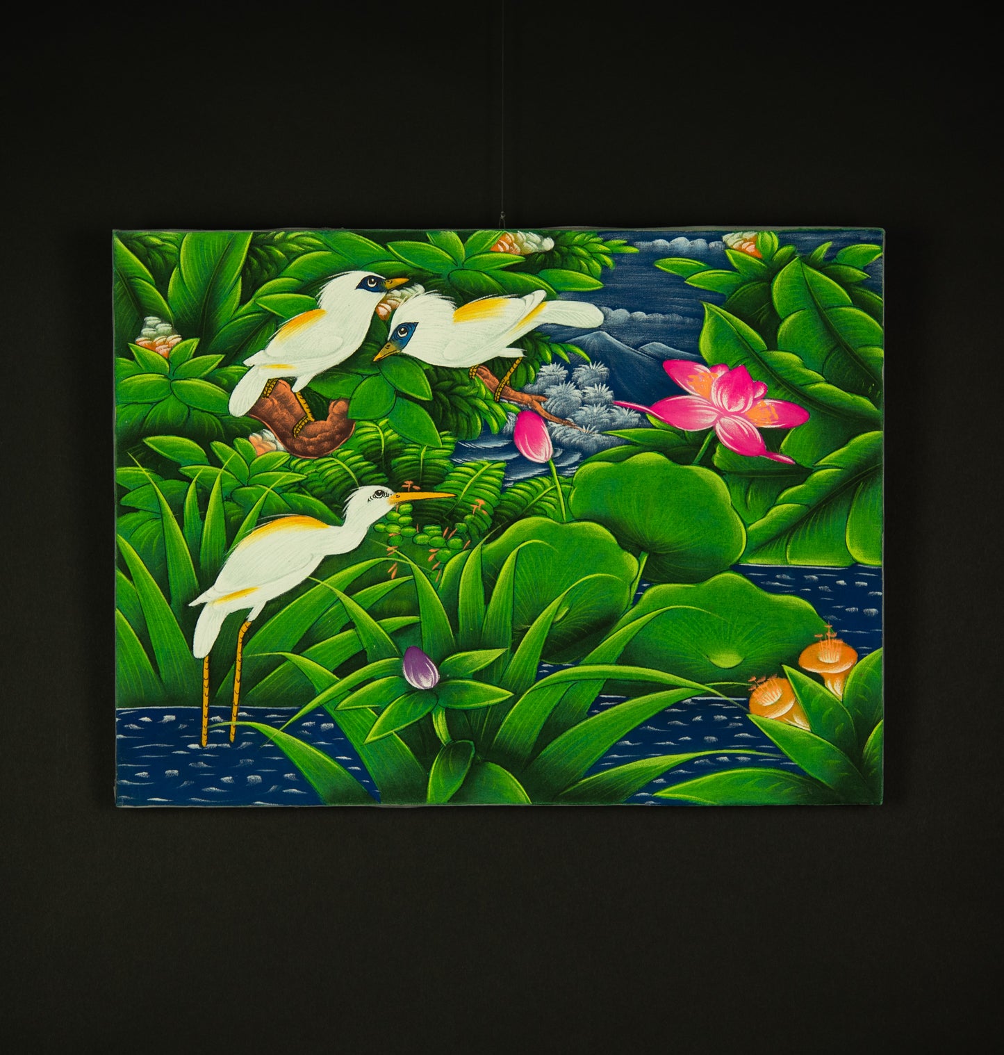 Hand-Painted Traditional Balinese Bird, Oil on Canvas, 40cm x 30cm
