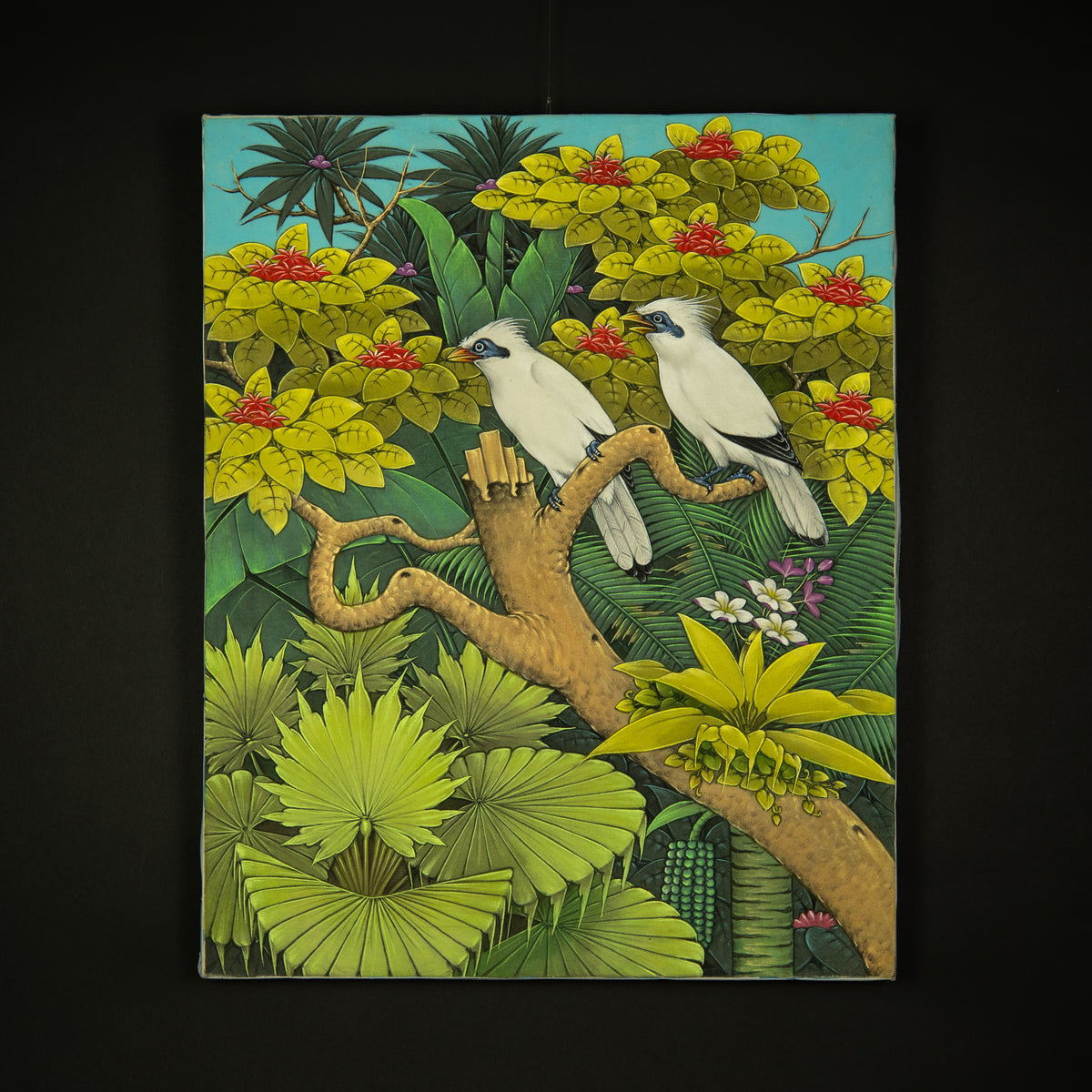 Hand-Painted Traditional Balinese Bird, Oil on Canvas, 50cm x 40cm