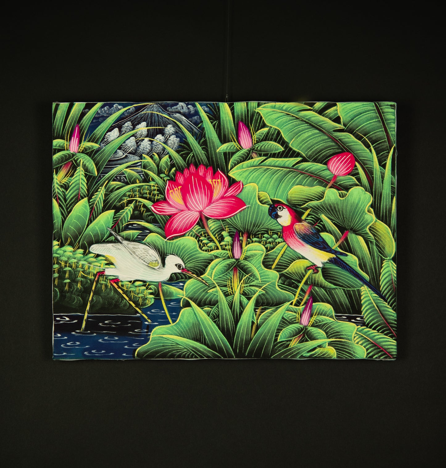 Hand-Painted Traditional Balinese Bird, Oil on Canvas, 40cm x 30cm