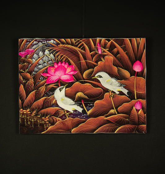 Hand-Painted Traditional Balinese Bird, Oil on Canvas, 40cm x 30cm