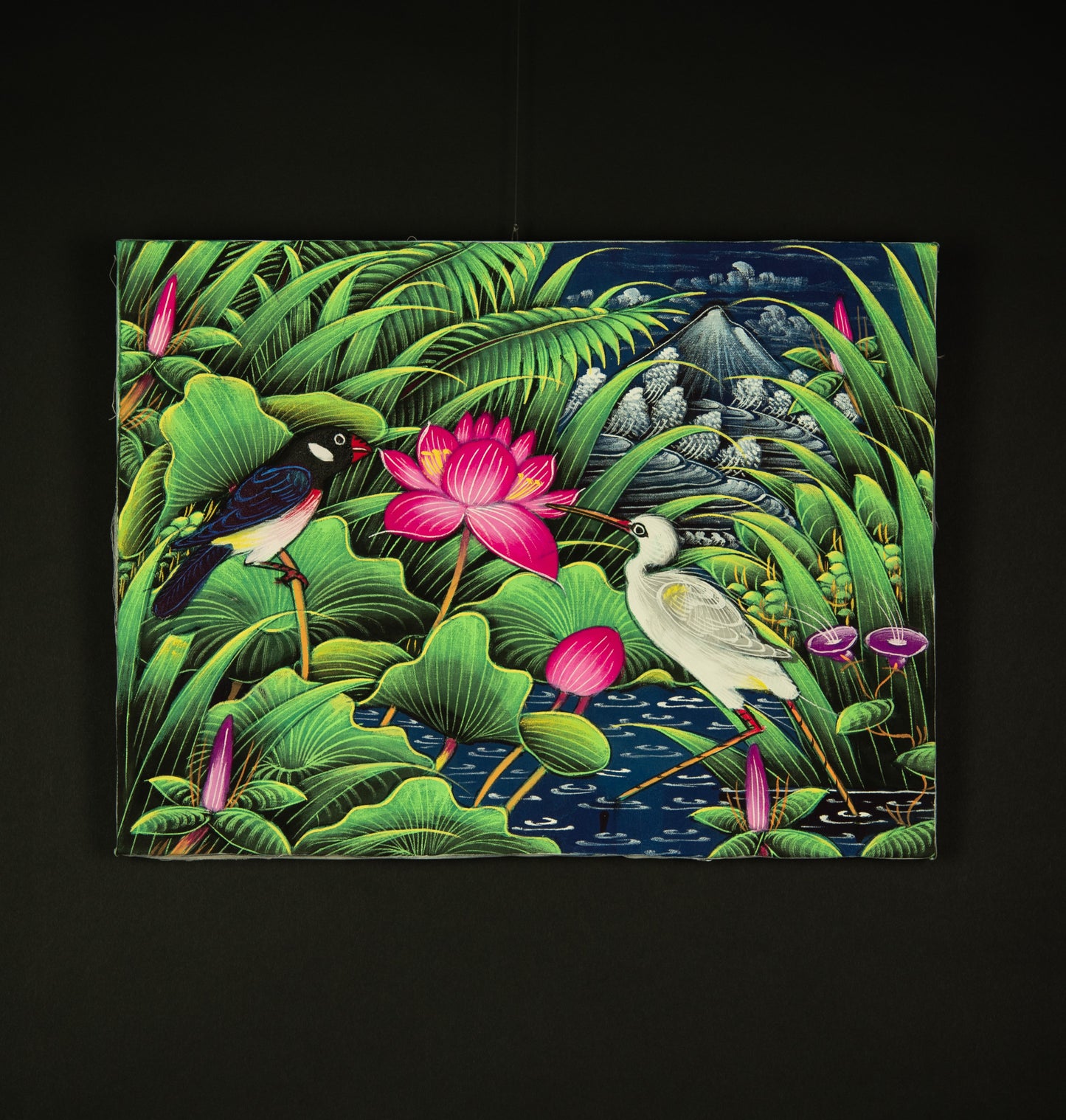 Hand-Painted Traditional Balinese Bird, Oil on Canvas, 40cm x 30cm