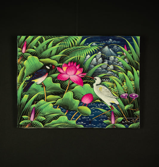 Hand-Painted Traditional Balinese Bird, Oil on Canvas, 40cm x 30cm