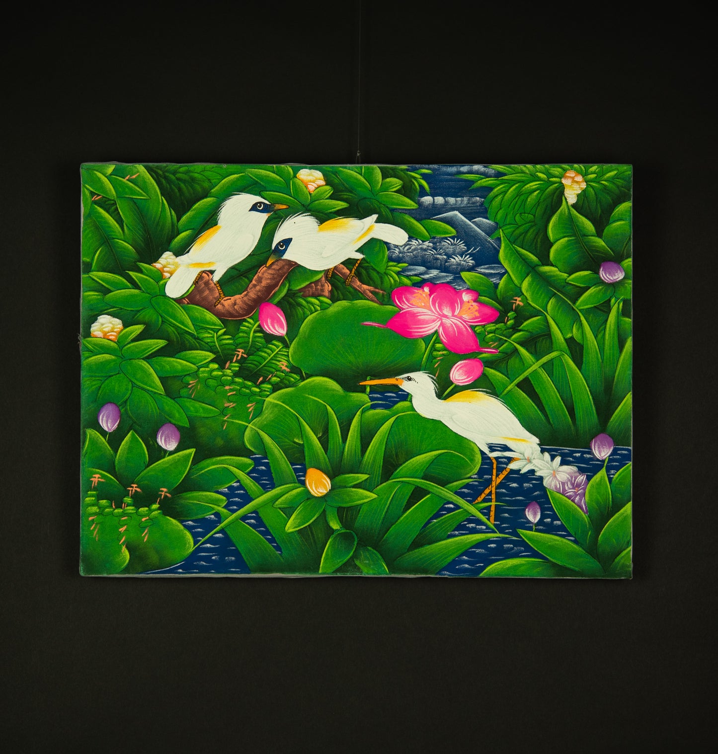 Hand-Painted Traditional Balinese Bird, Oil on Canvas, 40cm x 30cm