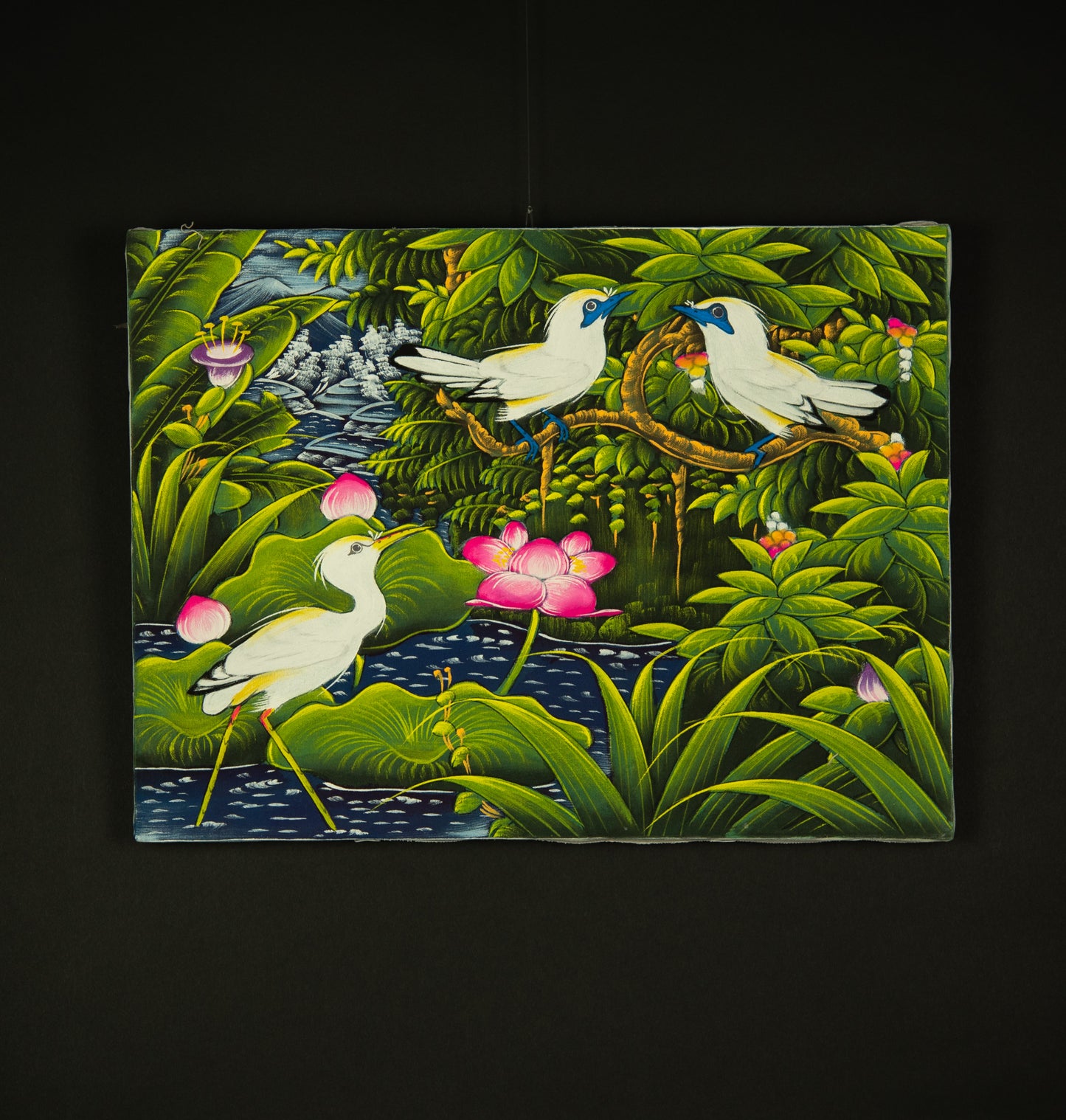 Hand-Painted Traditional Balinese Bird, Oil on Canvas, 40cm x 30cm