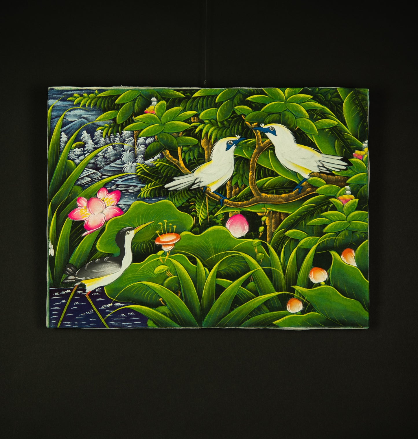 Hand-Painted Traditional Balinese Bird, Oil on Canvas, 40cm x 30cm