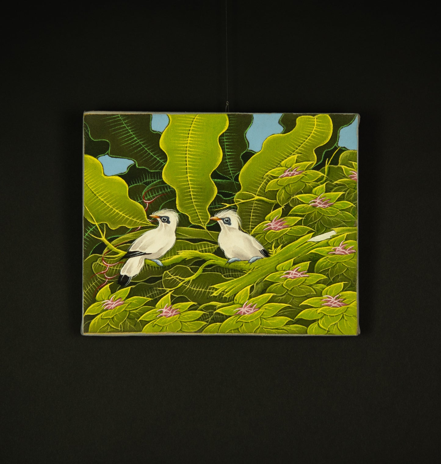 Hand-Painted Traditional Balinese Bird, Oil on Canvas, 25cm x 20cm