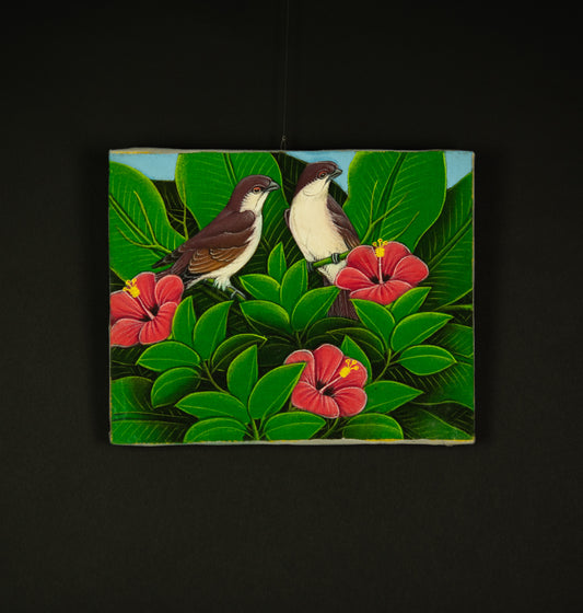 Hand-Painted Traditional Balinese Bird, Oil on Canvas, 25cm x 20cm