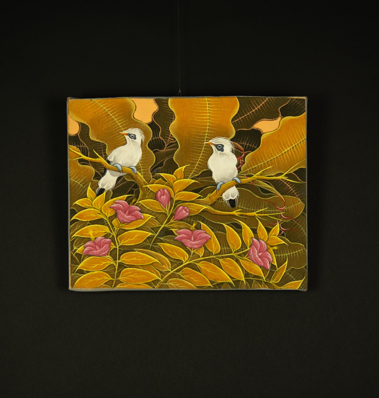 Hand-Painted Traditional Balinese Bird, Oil on Canvas, 25cm x 20cm