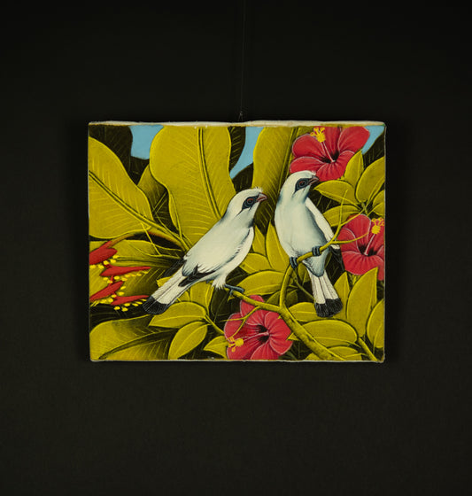 Hand-Painted Traditional Balinese Bird, Oil on Canvas, 25cm x 20cm