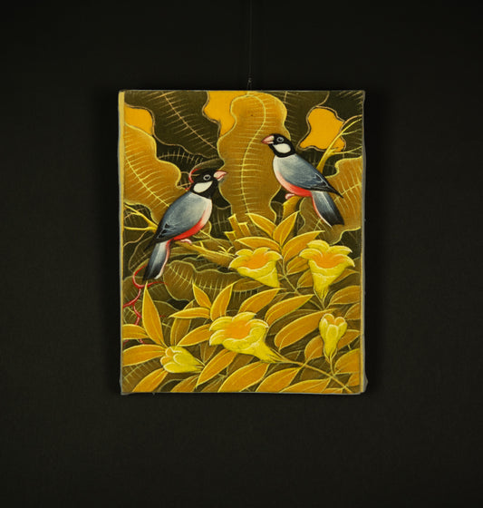 Hand-Painted Traditional Balinese Bird, Oil on Canvas, 20cm x 25cm