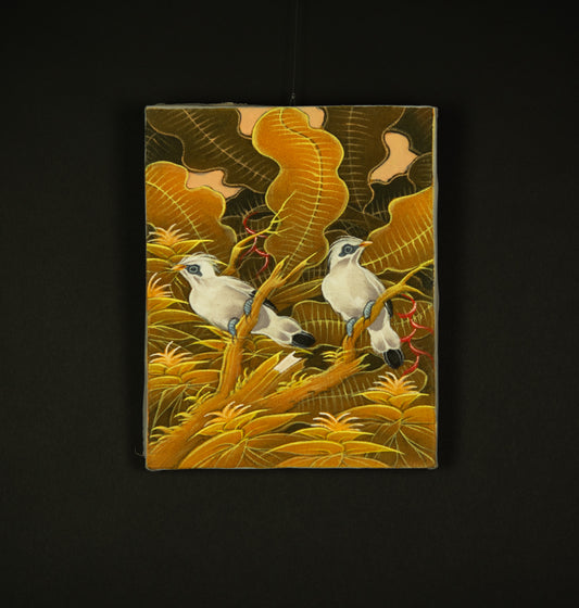 Hand-Painted Traditional Balinese Bird, Oil on Canvas, 20cm x 25cm