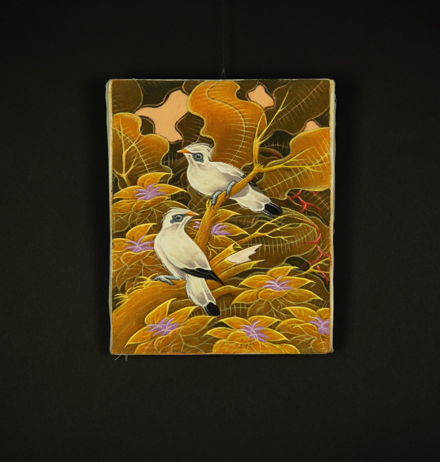 Hand-Painted Traditional Balinese Bird, Oil on Canvas, 20cm x 25cm