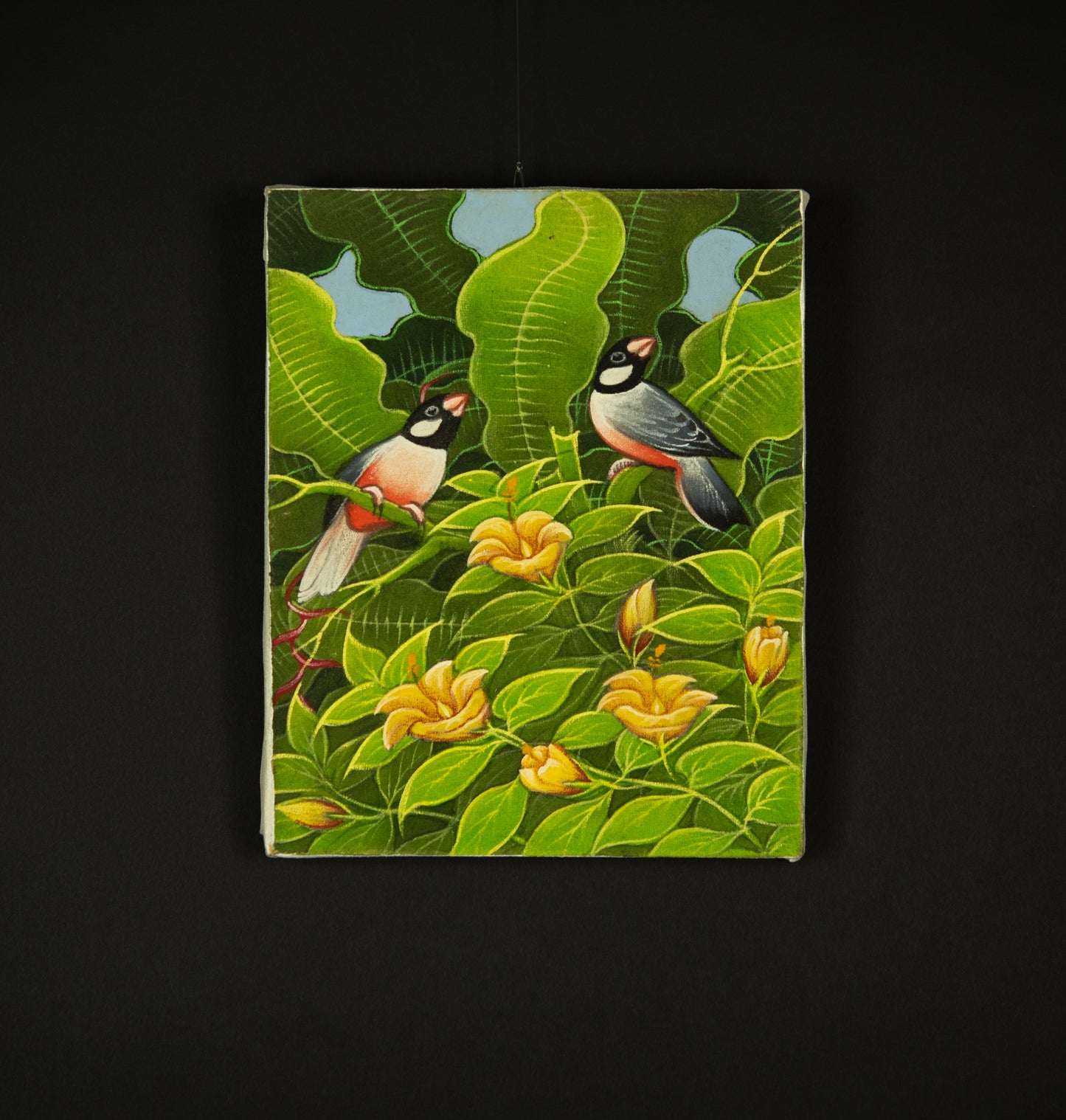 Hand-Painted Traditional Balinese Bird, Oil on Canvas, 20cm x 25cm